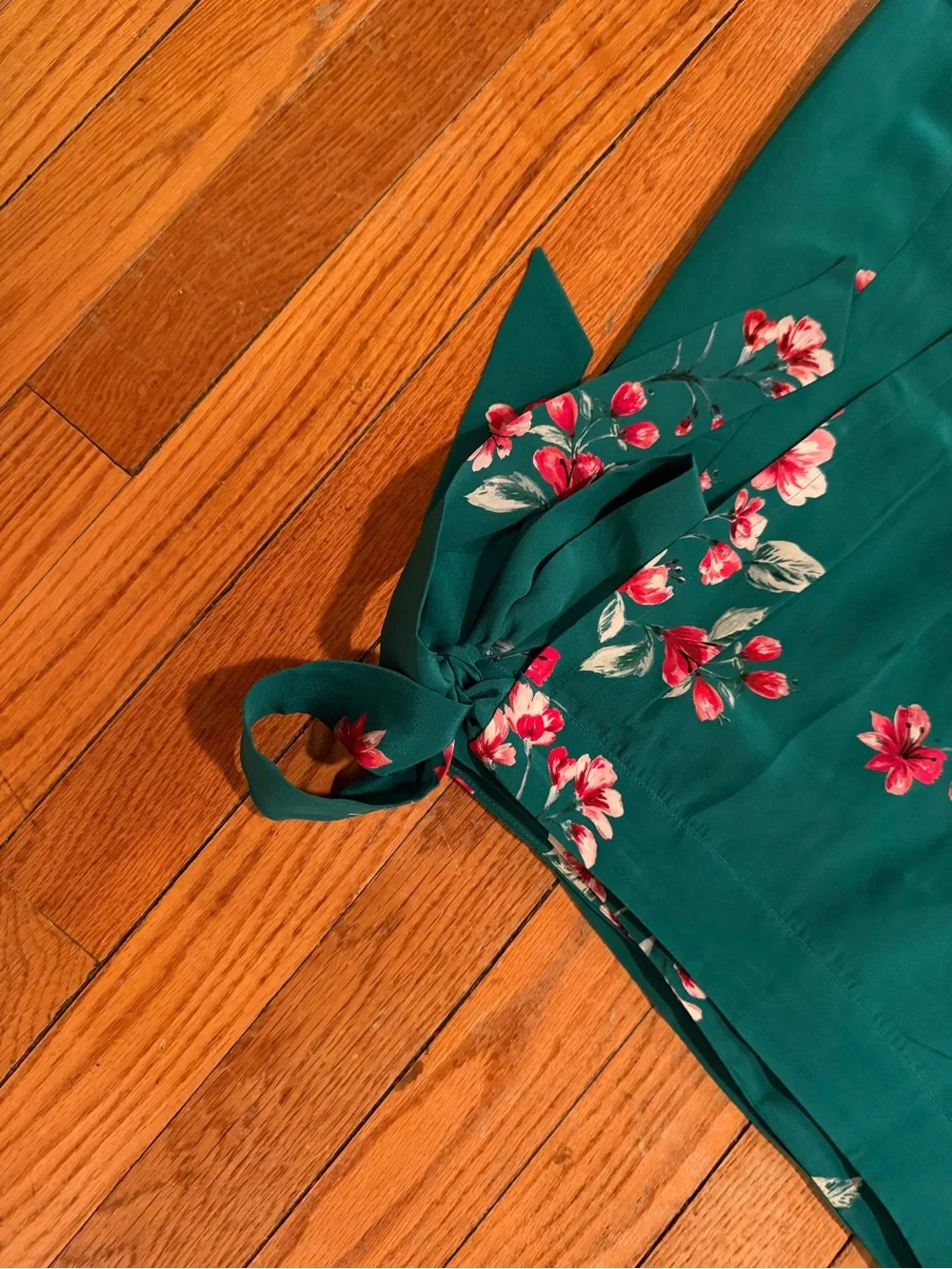 RARE*Sezane Adriana Green silk Floral Wrap Maxi Skirt
